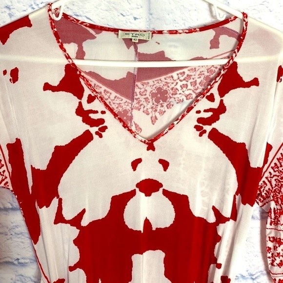 Etro red print jersey 3/4 sleeve dress size 6 - Picture 2 of 6